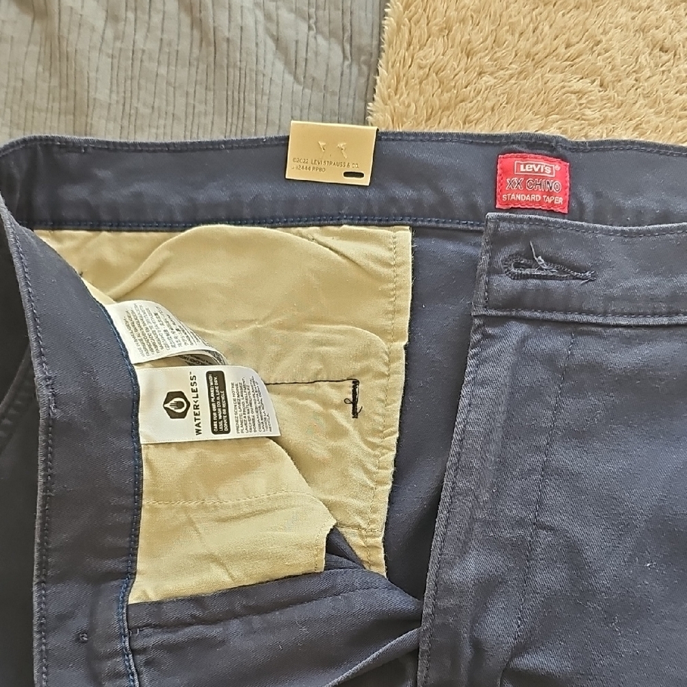 Men's Navy Blue Chino Pants - Picture 5 of 6